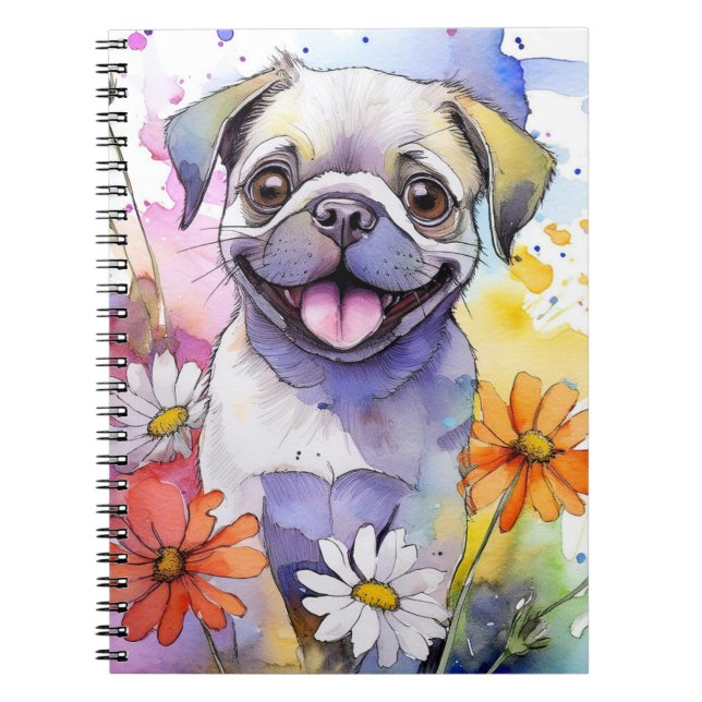 Pug Dog Spiral Notebook (Front)