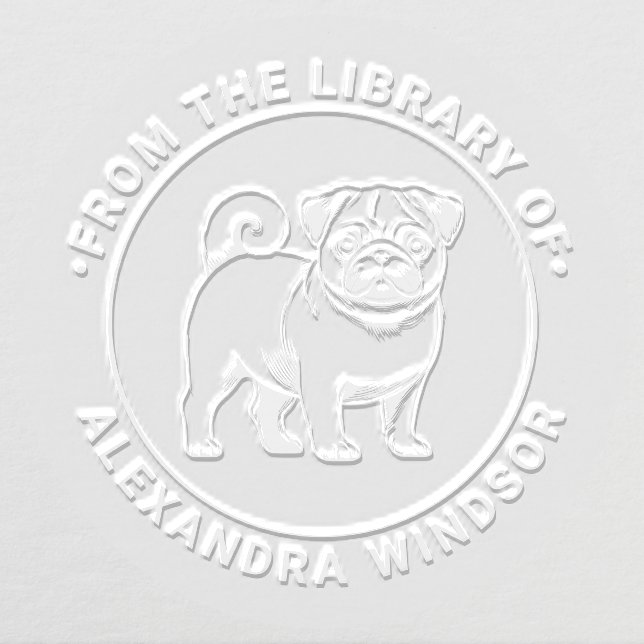 Pug Dog Standing Library Book Name Embosser (Design)