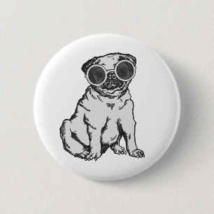 pug dog sunglasses quirky whimsical button