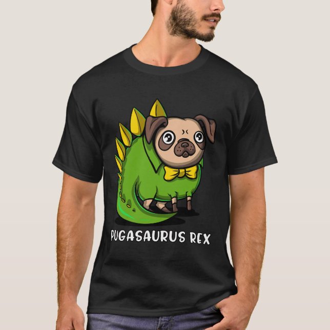 Pug Dog T-Rex Dinosaur Pugasaurus Classic T-Shirt  (Front)