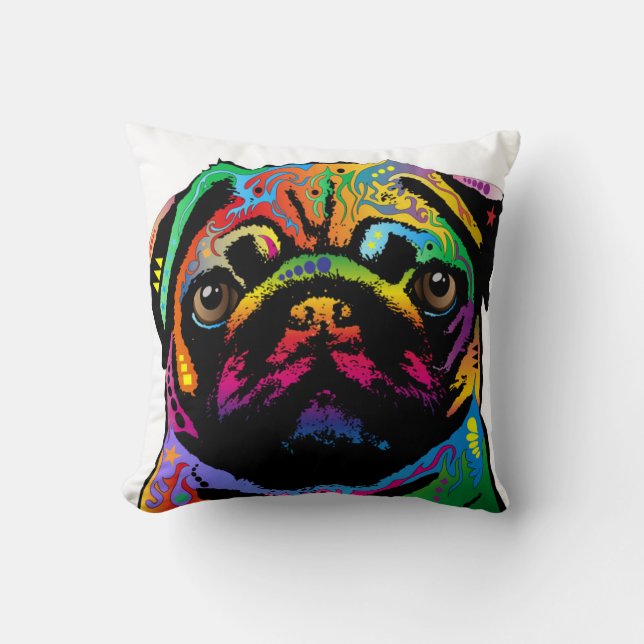 Pug Dog Throw Pillow (Front)