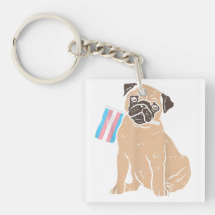 Pug Dog Transgender Flag Trans Pride LGBT Animal L Keychain