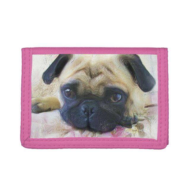 Pug Dog Trifold Wallet (Front)