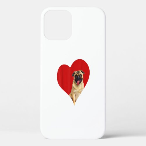 Pug Dog Valentine Heart For Puppy And Animal Lover iPhone 12 Case