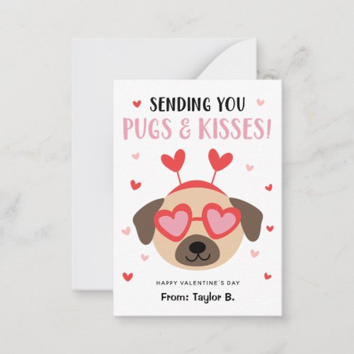 Pug Dog Valentines Day Cards for Kids Classroom