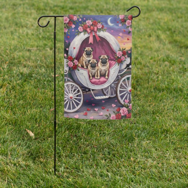Pug Dog Valentine's Day Garden Flag (In SItu)