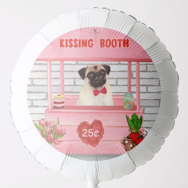 Pug Dog Valentine's Day Kissing Booth Balloon (Front)