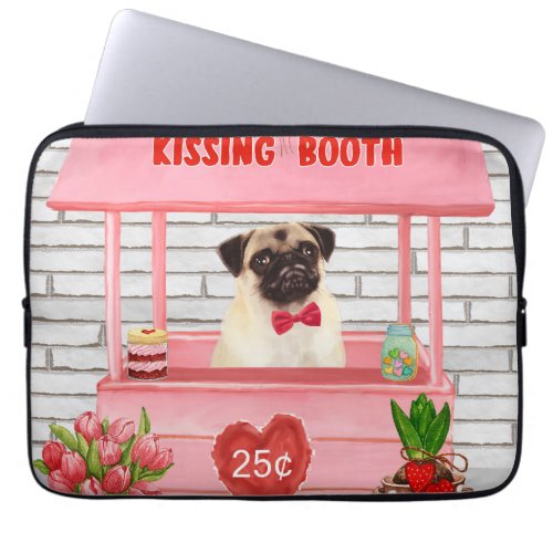 Pug Dog Valentines Day Kissing Booth Laptop Sleeve