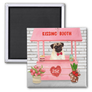 Pug Dog Valentine's Day Kissing Booth Magnet