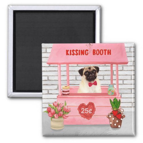 Pug Dog Valentines Day Kissing Booth Magnet