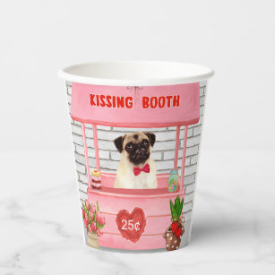 Pug Dog Valentine's Day Kissing Booth Paper Cups
