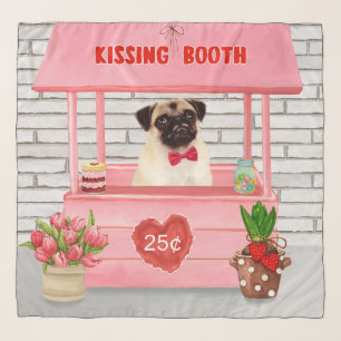 Pug Dog Valentine's Day Kissing Booth Scarf