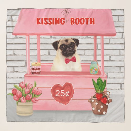Pug Dog Valentines Day Kissing Booth Scarf