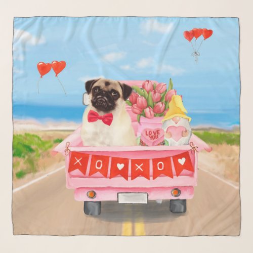 Pug Dog Valentines Day Truck Scarf