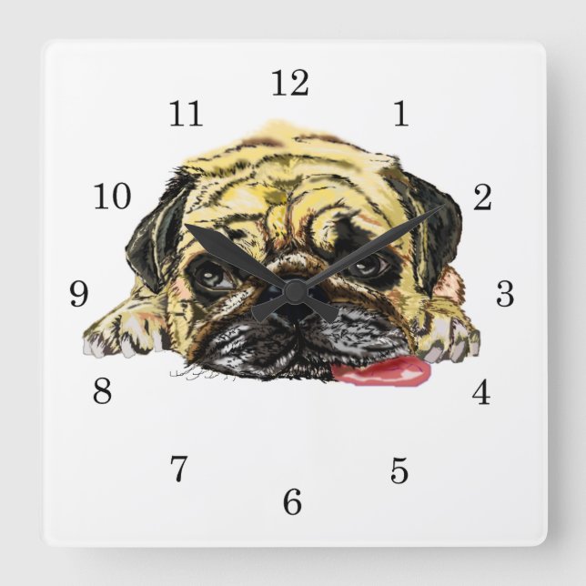Pug Dog Wall Clock Funny - Your Colors (Front)