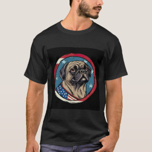 Pug Dog Wearing Bandana Red White Blue Patriotic A T-Shirt