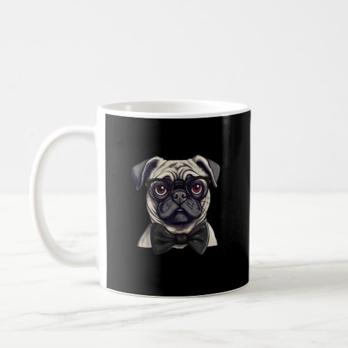 Pug Dog Wearing Bow Tie Black Neckwear Tank Top Coffee Mug