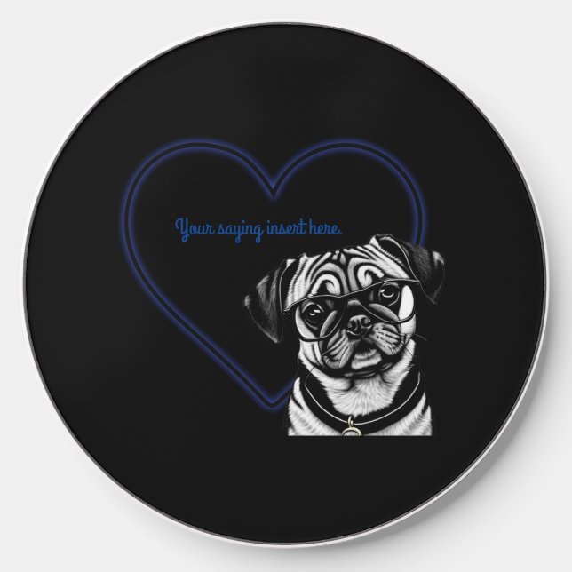 Pug Dog Wearing Glasses Round Charger (Front)