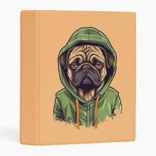 Pug Dog Wearing Green Hoodie Mini Binder