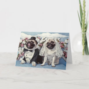 Pug Wedding or Engagement Card 