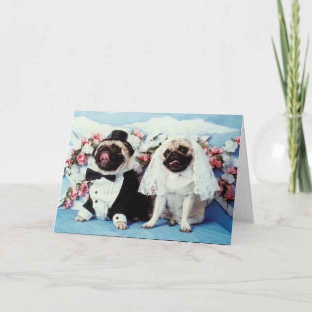 Pug Dog Wedding Card (Front)
