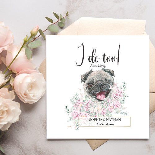 Pug Dog Wedding Cocktail Napkins