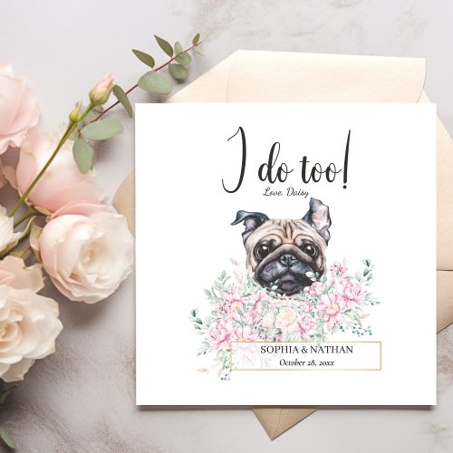 Pug Dog Wedding Cocktail Napkins