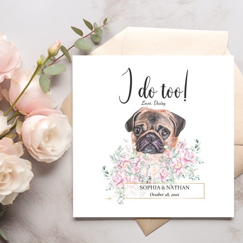 Pug Dog Wedding Cocktail Napkins