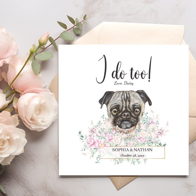 Pug Dog Wedding Cocktail Napkins (Creator Uploaded)