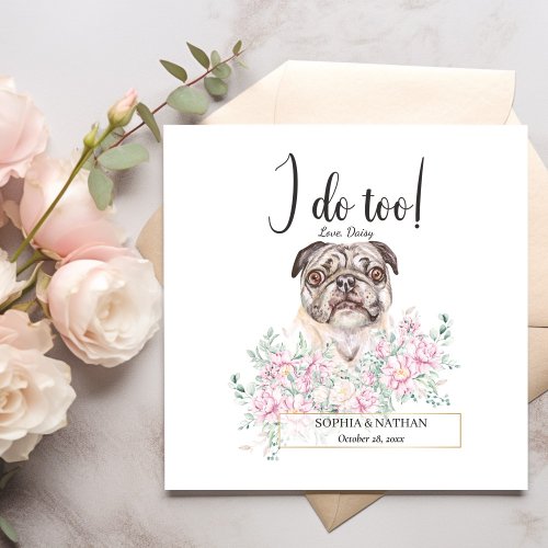 Pug Dog Wedding Cocktail Napkins