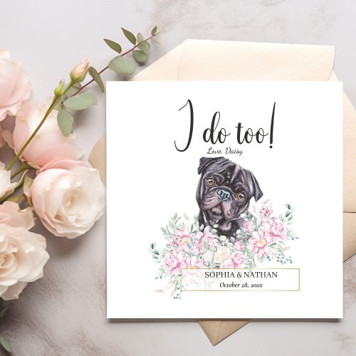 Pug Dog Wedding Cocktail Napkins