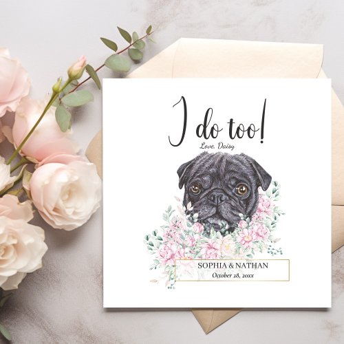 Pug Dog Wedding Cocktail Napkins