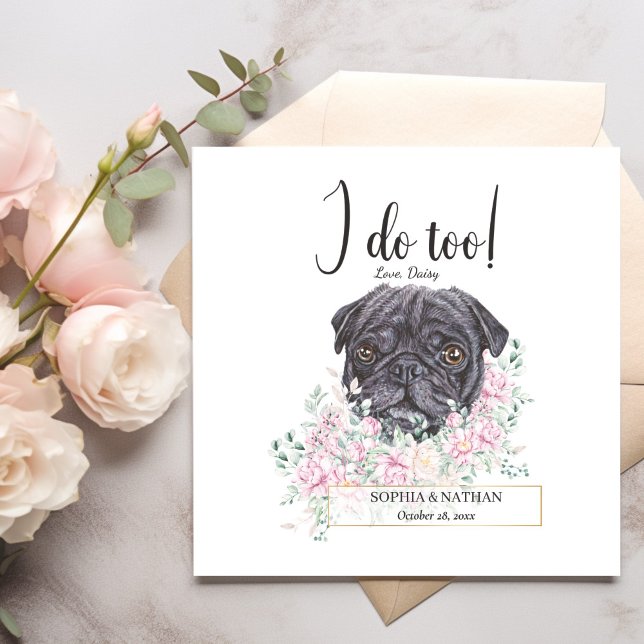 Pug Dog Wedding Cocktail Napkins (Creator Uploaded)