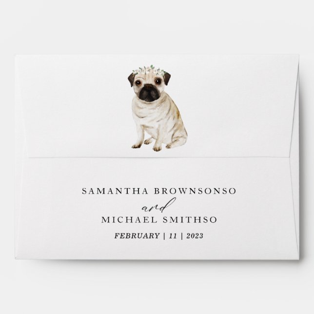 Pug Dog Wedding Mailing Envelope (Back (Top Flap))