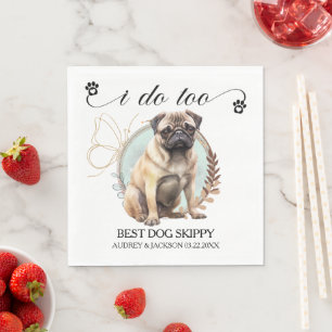 Pug Dog Wedding Napkins With Dogs Photo