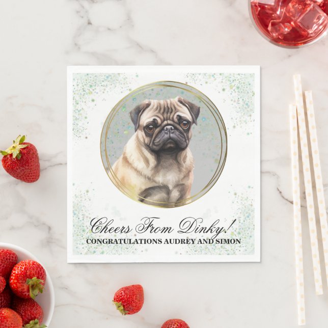 Pug Dog Wedding Napkins with Photo (Insitu)