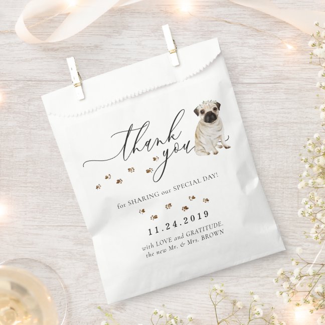 Pug dog Wedding Thank You Favor Bag
