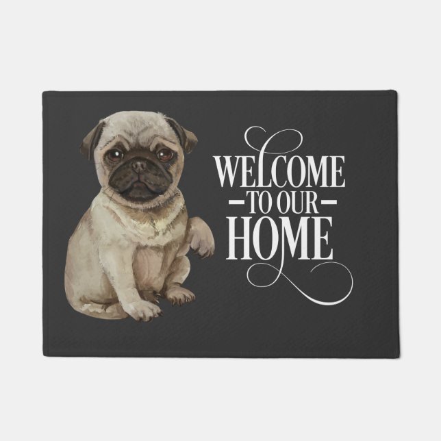 Pug Dog Welcome Doormat (Front)