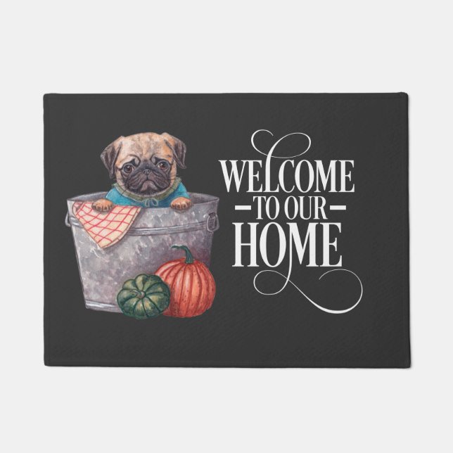 Pug Dog Welcome Doormat (Front)