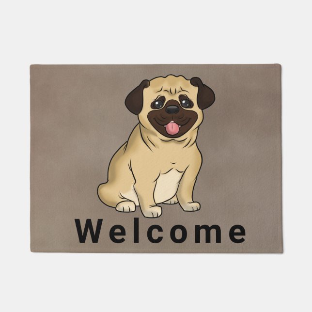 Pug Dog Welocme Door Mat (Front)