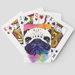 Pug Dog Wild Nature Animal Colors Art Painting Poker Cards
