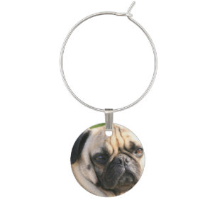 Pug Dog Wine Glass Charm