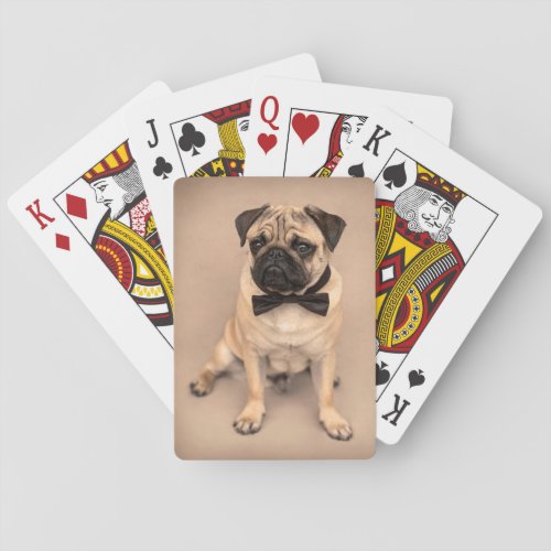 Pug Dog with Bow Tie Poker Cards