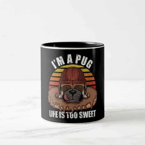 Pug dog with donuts retro design Coffee Mugs