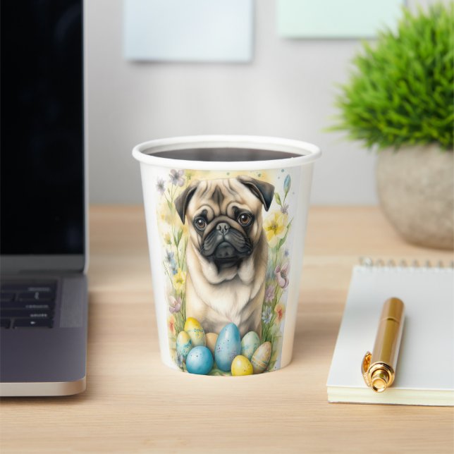 Pug Dog with Easter Eggs Holiday  Paper Cups (Insitu)