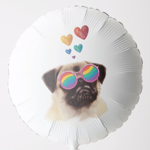 Pug Dog with Hearts Valentines Day  Balloon