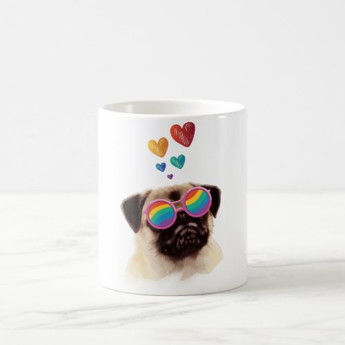 Pug Dog with Hearts Valentines Day Coffee Mug