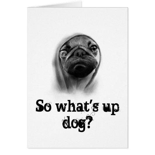 Pug dog with hoodie cards (Front)
