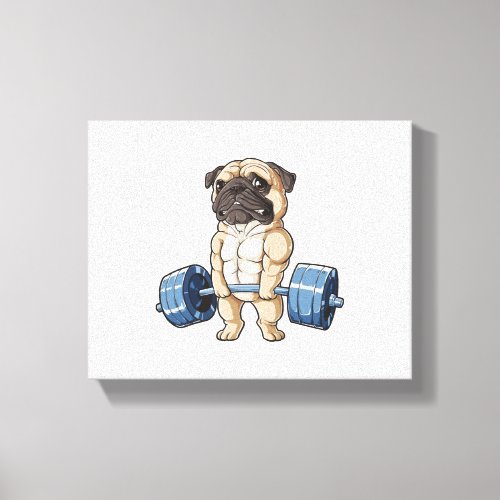 Pug Dog Working Out Funny Pug Fitness gym Canvas Print
