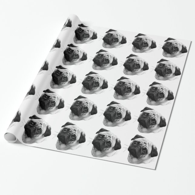 Pug Dog Wrapping Paper (Unrolled)